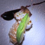Grilled langoustine with TTB sauce and avocado