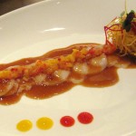 Scallop ceviche with ponzu, mango, pineapple, ginger and rocoto pepper sauce