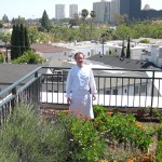 Chef James Overbaugh from The Belvedere restaurant at The Peninsula Beverly Hills in his fresh garden on the rooftop of the hotel