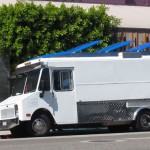 A food truck parked in front of Nobu in Los Angeles