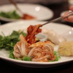 The artful presentation of kimchi at a Korean restaurant