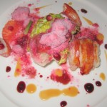 Slow poached lobster, Coleman's Farm butter lettuce, sweet onion and pomegranate hot and snow