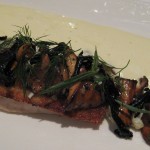 Speckled trout "potchartrain" with jumbo lump crab meat, wild mushrooms and sauce hollandaise