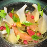 Artichokes & citrus with orange blossom dressing and pomegranate