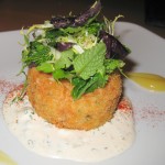Crab cake with remoulade and fine herbs