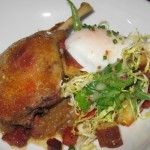 Duck confit with peas and carrots