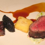 Brand Farms beef filet and short rib with Brussels sprouts, celeriac and black trumpet mushrooms