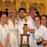 Cochon 555 2011 LA Winner Chad Colby, chef at Osteria Mozza, with his team and Sophie Gayot