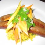 Merguez: Moroccan lamb sausage with couscous and baby carrot salad