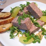 House-made pâté de campagne with green apple, celery root, grain mustard and arugula