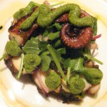 Wood grilled octopus: olive oil braised potatoes with pickled red onion and salsa verde
