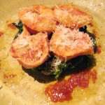 Nduja salami & lemon ricotta cappeletti: Calabrian broccoli rabe with tomato-pork and mosto oro olive oil