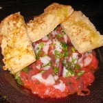 Esqueixada: salad of cod with black olives and fresh tomato