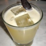Pisco sour: Pisco, fresh lemon and lime juice, sugar, cassia-scented egg whites and angostura bitters