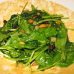 Espinacas a la catalana: sautéed spinach, pine nuts, raisins and apples