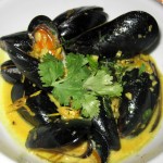 Thai mussels: Indian curry, garlic, cumin, lemongrass, coconut milk and cream
