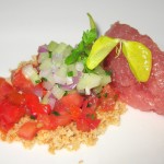 Ahi tuna tartar with Tuscan panzanella salad