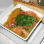 Salmon ceviche: orange, grapefruit, lemon and cilantro