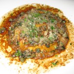 Raviolo with potato, ricotta and egg