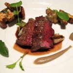 Prime Beef Rib Eye with sunchokes, chanterelle mushrooms, baby leeks and red wine herb jus
