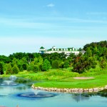 A view of the hotel from the golf course