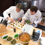 Chefs Fritz Halbedl and Marco Marrama preparing Asian-inspired spicy tuna