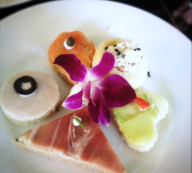 A selection of savory snacks served during tea service