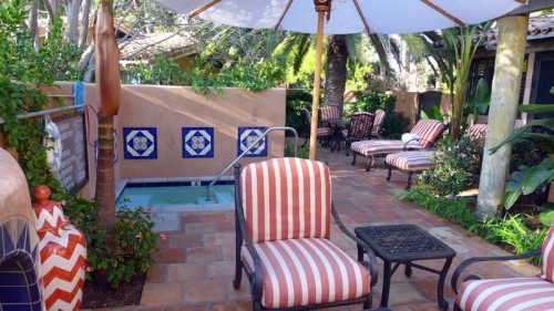 Private patio with plunge pool at Rancho Valencia