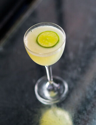 A twist on the traditional gin gimlet, the Copper Gimlet uses vodka and absinthe