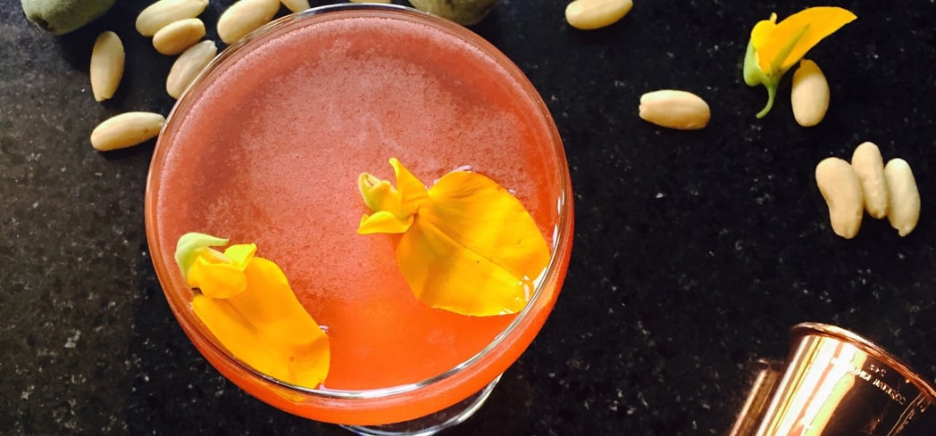 Topped with sparkling wine, the Mountain Rose cocktail is a refreshing aperitif