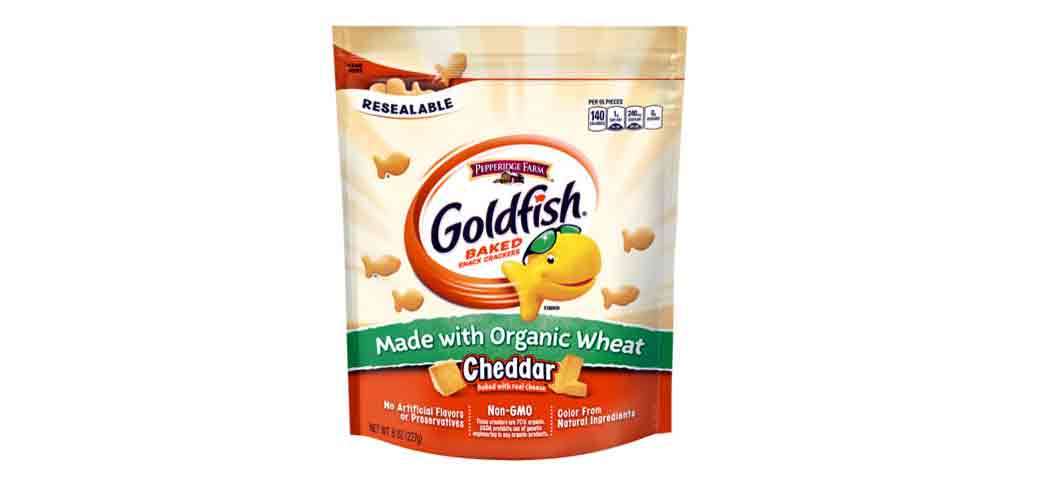 The classic goldfish snack made with organic wheat