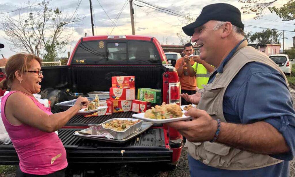 José Andrés serving meals with World Central Kitchen (Photo courtesy World Central Kitchen)