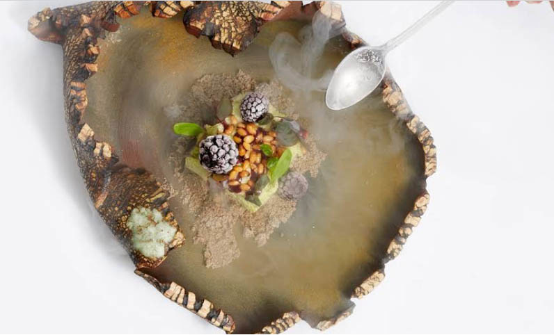 Reconstituted "blackberry", sorrel mousse, pine nuts | Atelier Crenn | Chef Dominique Crenn | San Francisco