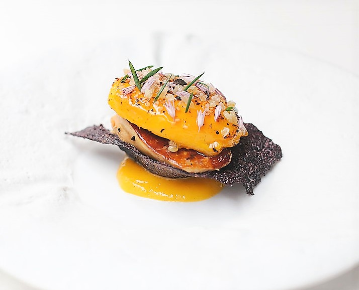 Michael Mina's glazed Egyptian mango with foie gras