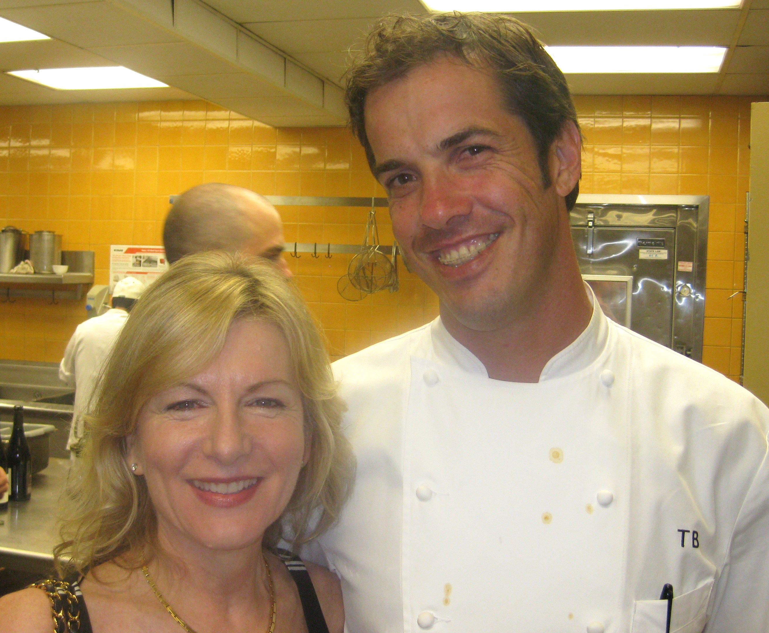 Spago's chef de cuisine Thomas Boyce with Janet Pucino