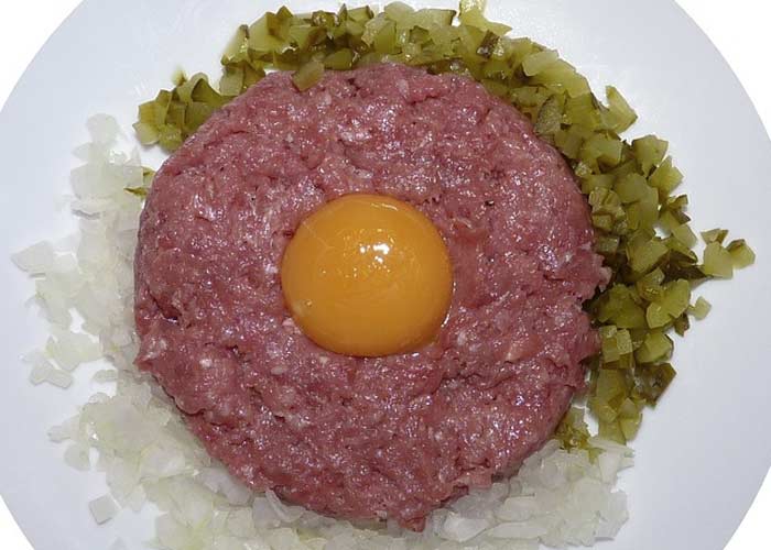 Steak tartare, a common dish at brasseries