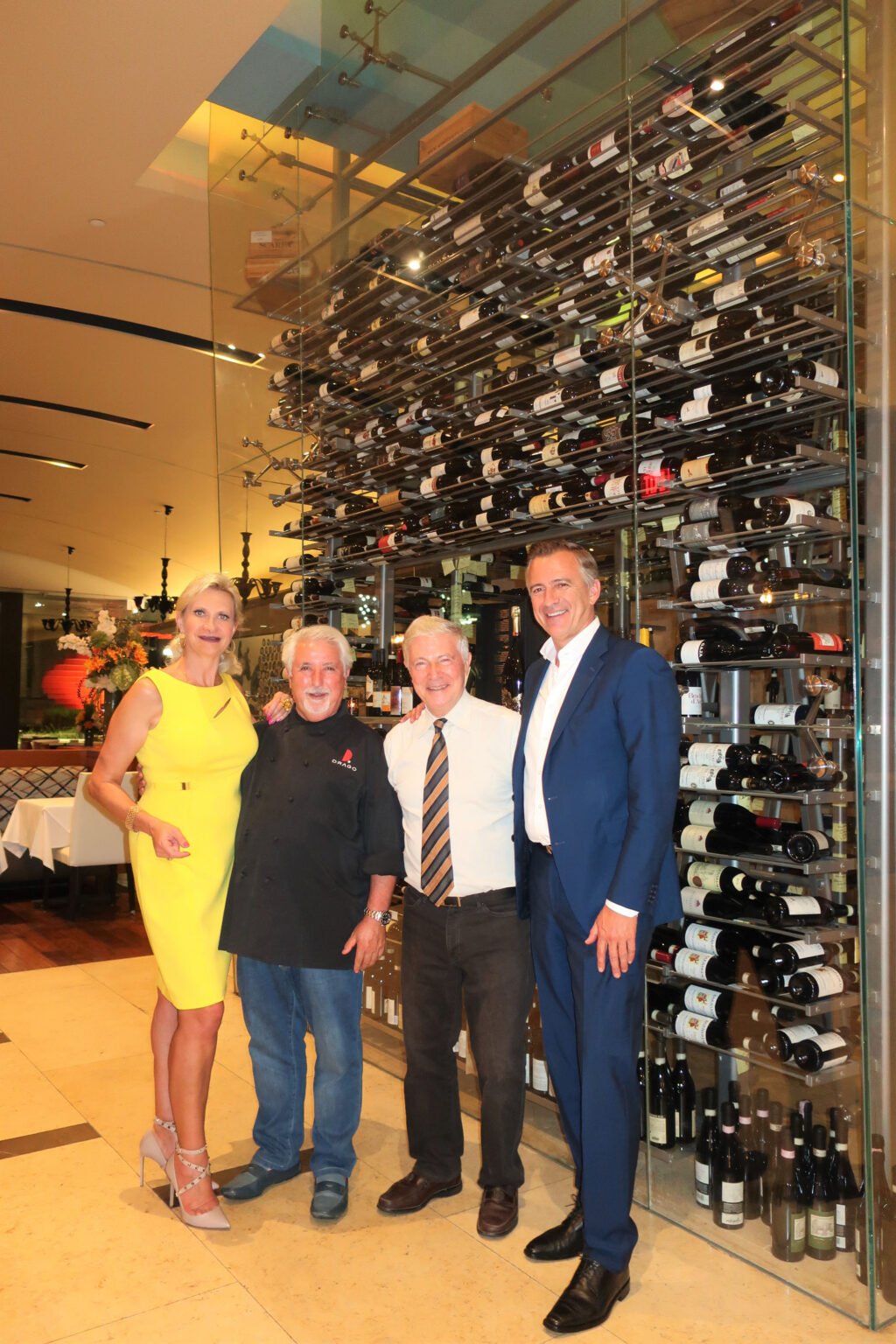Chef Celestino Drago, Managing partner Piero Selvaggio, GAYOT’s Wine & Spirits Editor Dirk Smits, Sophie Gayot