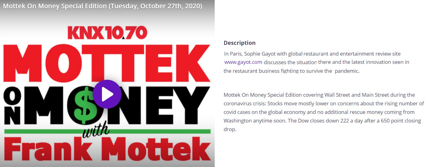 Sophie Gayot Radio Interview Mottek On Money Oct 27 20