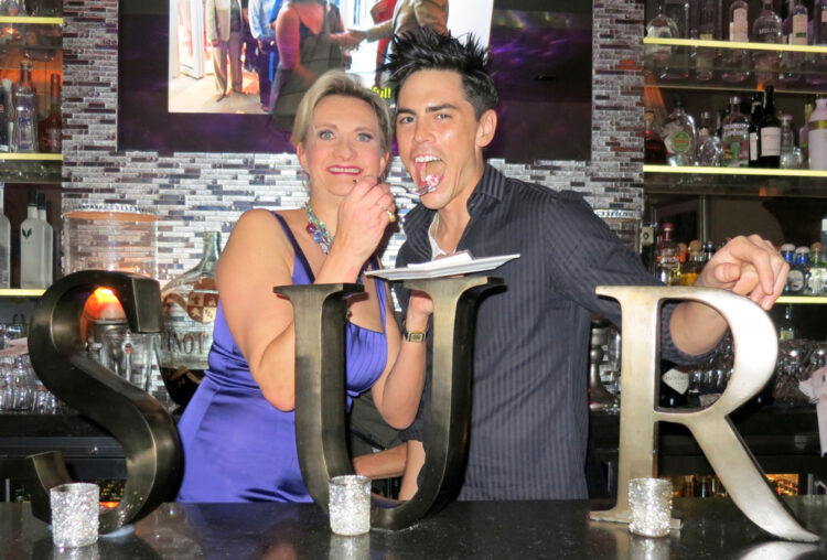 SUR Restaurant & Lounge bartender Tom Sandoval with Sophie Gayot