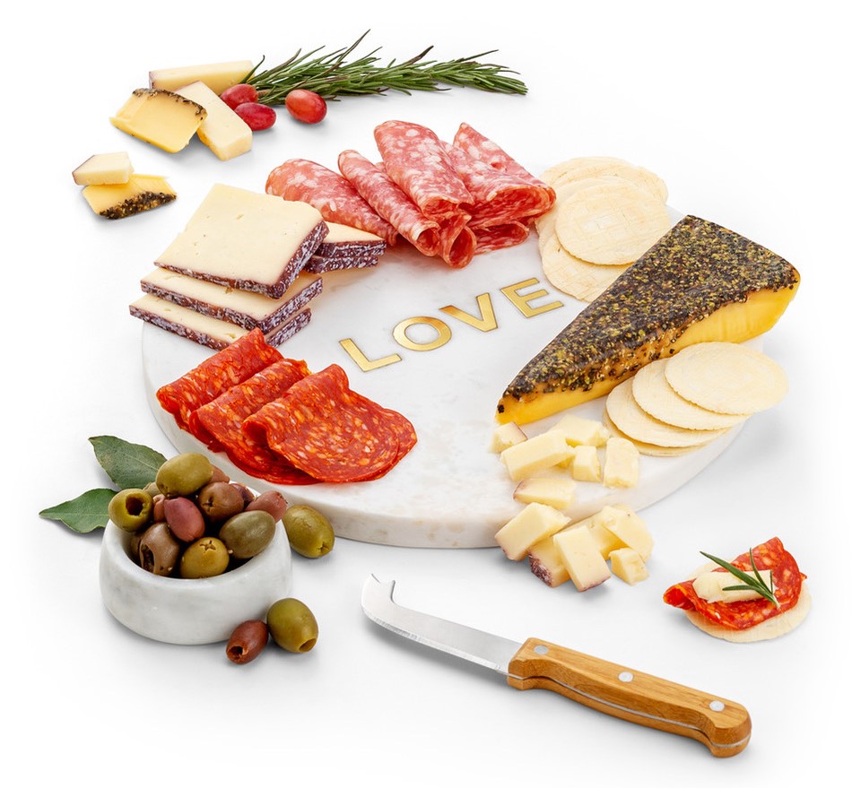 Cheese and charcuterie love board